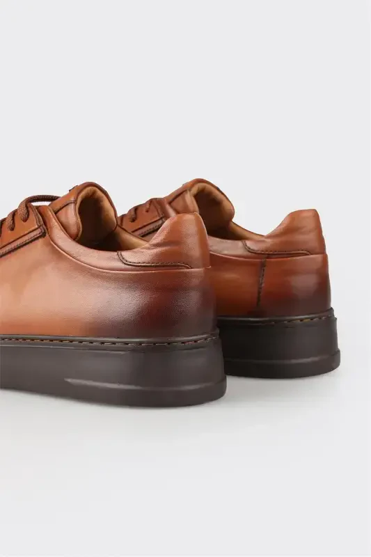 Tan Leather Men's Casual Shoes - 5