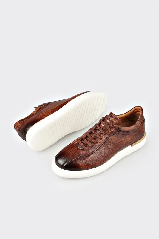 Tan Leather Men's Casual Shoes - 3
