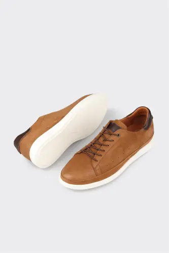 Tan Leather Men's Casual Shoes-Tan - 3