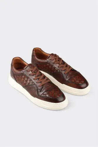 Tan Leather Men's Sneakers - ELLE SHOES (1)