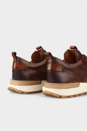 Tan Leather Men's Sneakers - 5
