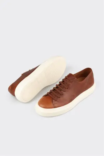 Tan Leather Men's Sneakers - 3