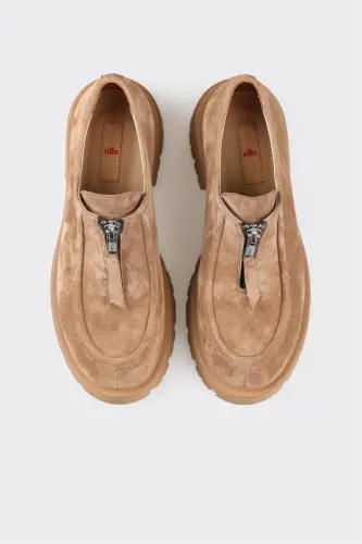 Tan Leather Women's Casual Shoes - 4