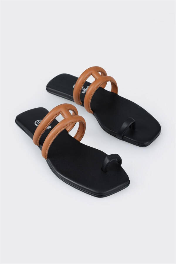 Tan Leather Women's Flip-Flops - 2