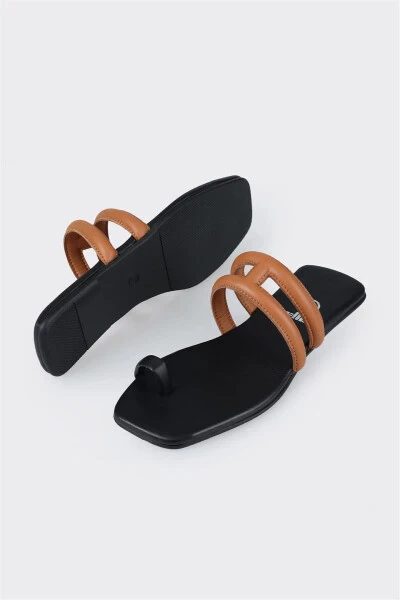 Tan Leather Women's Flip-Flops - 3