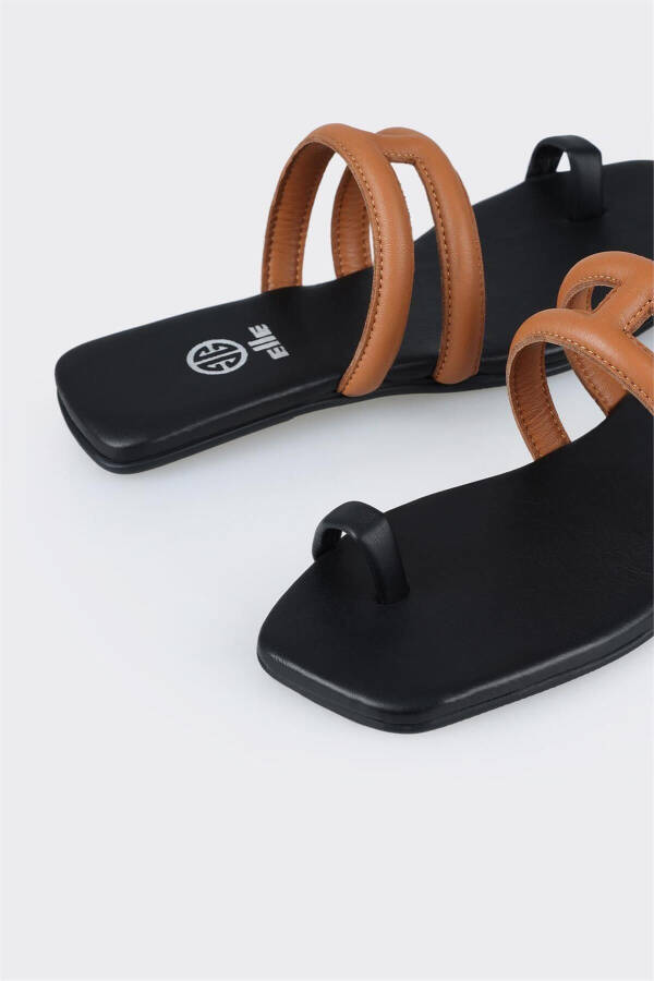 Tan Leather Women's Flip-Flops - 4