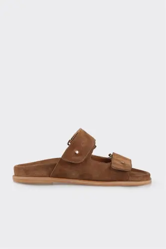 Tan Leather Women's Slipper 