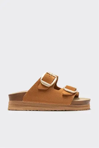 Tan Leather Women's Slipper 