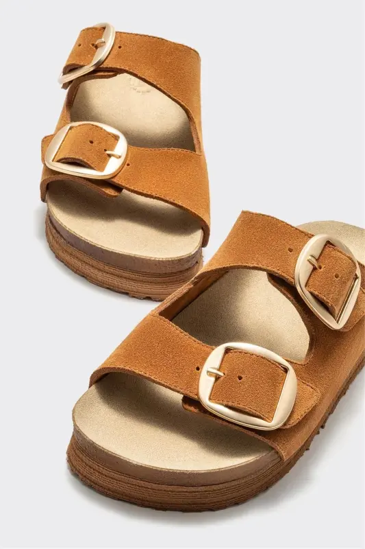 Tan Leather Women's Slipper - 3