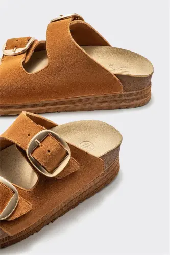 Tan Leather Women's Slipper - 4