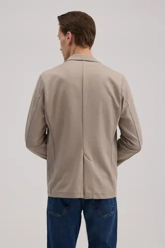 Tan Slim Fit Single Collar Pocket Jacket - 4