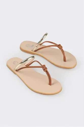Tan Women's Flip-Flops - ELLE SHOES (1)