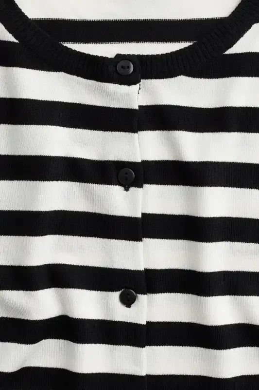 Tana mos keladigan kardigan - Qora/Chiziqli - 4
