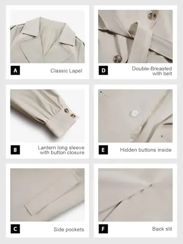 Tankaneo Womens Long Trench Coat Fall Fashion Oversized Double Breasted Lapel Overcoat Outerwear with Belt - TANKANEO (1)