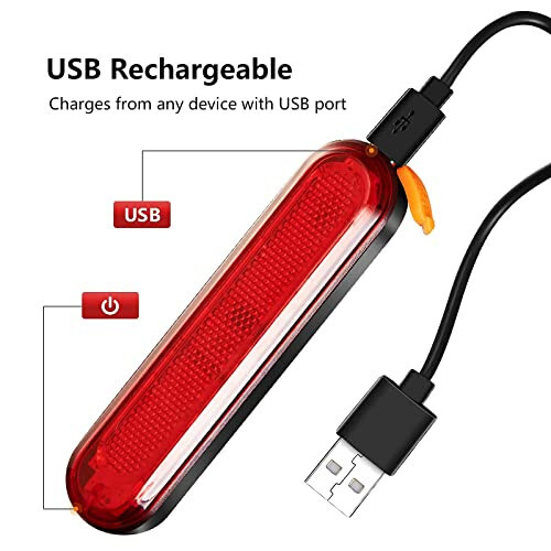 TANMORT Bike Tail Lights USB Rechargeable, Ultra Bright 120 Lumens Powerful 10 LEDs Rear Bicycle Light, IP64 Waterproof Dustproof, 7 Light Mode Options, Cycling Safety Warning Flashlight 2 Pack - 3