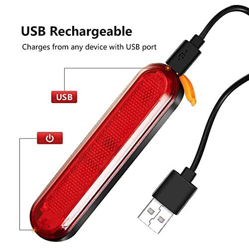 TANMORT Bike Tail Lights USB Rechargeable, Ultra Bright 120 Lumens Powerful 10 LEDs Rear Bicycle Light, IP64 Waterproof Dustproof, 7 Light Mode Options, Cycling Safety Warning Flashlight 2 Pack - 3
