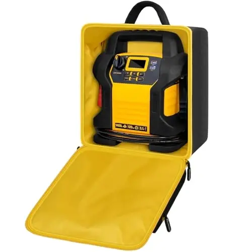 Tanmqin Jump Starter Carrying Case for DEWALT DXAEJ14 Power Station | Pocket Holds Air Hoses, Battery Chargers, Nozzles & Accessories，Stable Handle Supports Comfortable Carrying-Bag Only Yellow - 1