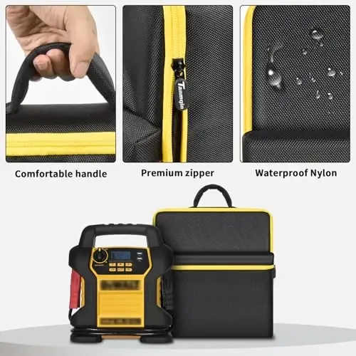 Tanmqin Jump Starter Carrying Case for DEWALT DXAEJ14 Power Station | Pocket Holds Air Hoses, Battery Chargers, Nozzles & Accessories，Stable Handle Supports Comfortable Carrying-Bag Only Yellow - TANMQIN (1)