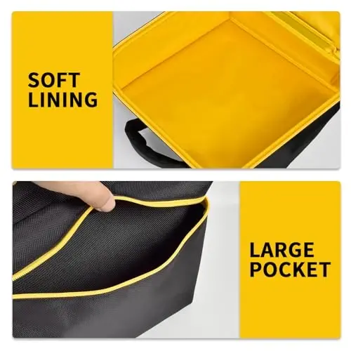 Tanmqin Jump Starter Carrying Case for DEWALT DXAEJ14 Power Station | Pocket Holds Air Hoses, Battery Chargers, Nozzles & Accessories，Stable Handle Supports Comfortable Carrying-Bag Only Yellow - 3