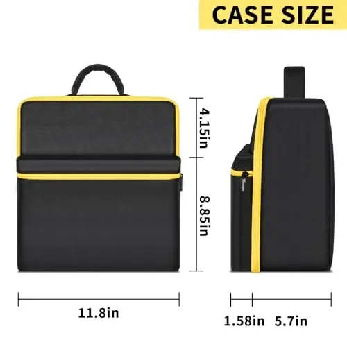 Tanmqin Jump Starter Carrying Case for DEWALT DXAEJ14 Power Station | Pocket Holds Air Hoses, Battery Chargers, Nozzles & Accessories，Stable Handle Supports Comfortable Carrying-Bag Only Yellow - 4