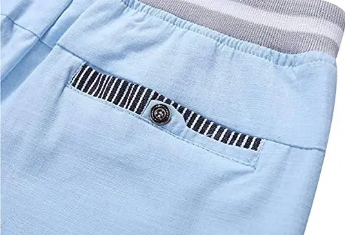 Tansozer erkaklar shortsi kundalik klassik fason ipli yozgi plyaj shorti elastik bel va cho'ntaklar bilan - 3