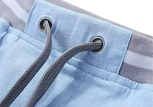 Tansozer erkaklar shortsi kundalik klassik fason ipli yozgi plyaj shorti elastik bel va cho'ntaklar bilan - 2