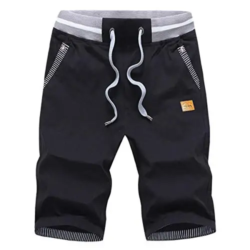 Tansozer Men's Shorts Casual Classic Fit Drawstring Summer Beach Shorts with Elastic Waist and Pockets - TANSOZER
