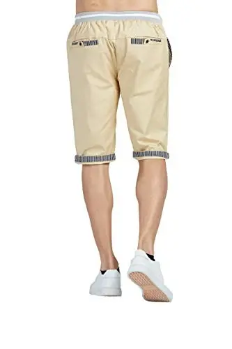 Tansozer Men's Shorts Casual Classic Fit Drawstring Summer Beach Shorts with Elastic Waist and Pockets - 5