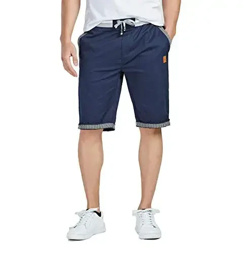 Tansozer Men's Shorts Casual Classic Fit Drawstring Summer Beach Shorts with Elastic Waist and Pockets - 4