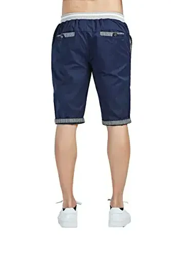 Tansozer Men's Shorts Casual Classic Fit Drawstring Summer Beach Shorts with Elastic Waist and Pockets - 5