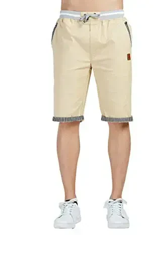 Tansozer Men's Shorts Casual Classic Fit Drawstring Summer Beach Shorts with Elastic Waist and Pockets - 4