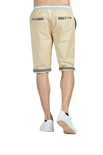 Tansozer Men's Shorts Casual Classic Fit Drawstring Summer Beach Shorts with Elastic Waist and Pockets - 5