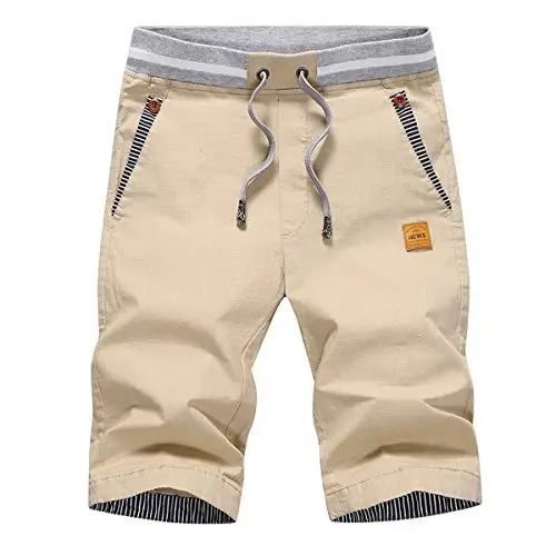 Tansozer Men's Shorts Casual Classic Fit Drawstring Summer Beach Shorts with Elastic Waist and Pockets - 1