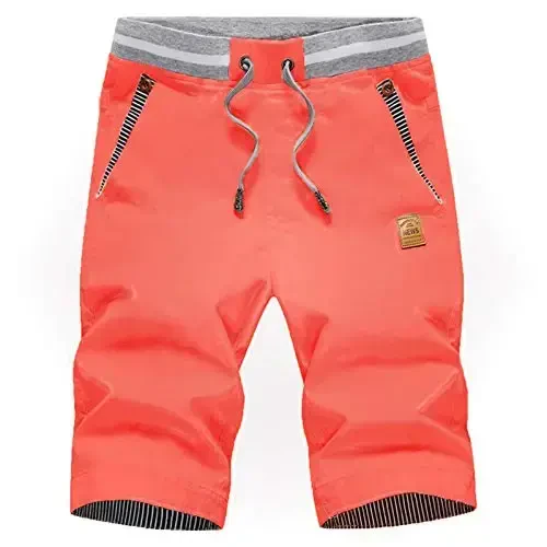 Tansozer Men's Shorts Casual Classic Fit Drawstring Summer Beach Shorts with Elastic Waist and Pockets - 1