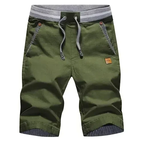 Tansozer Men's Shorts Casual Classic Fit Drawstring Summer Beach Shorts with Elastic Waist and Pockets 