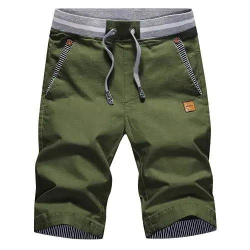 Tansozer Men's Shorts Casual Classic Fit Drawstring Summer Beach Shorts with Elastic Waist and Pockets - 1