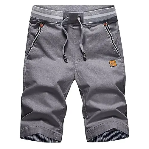 Tansozer Men's Shorts Casual Classic Fit Drawstring Summer Beach Shorts with Elastic Waist and Pockets 