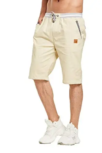 Tansozer Men's Shorts Casual Classic Fit Drawstring Summer Beach Shorts with Elastic Waist and Pockets - 4