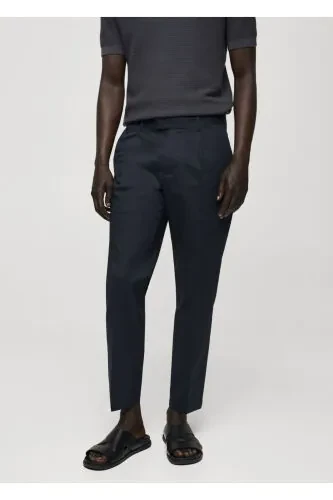 Tapered Cotton Pants with Belt - MANGO MAN