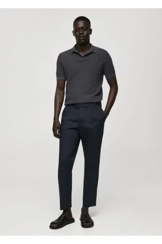 Tapered Cotton Pants with Belt - MANGO MAN (1)