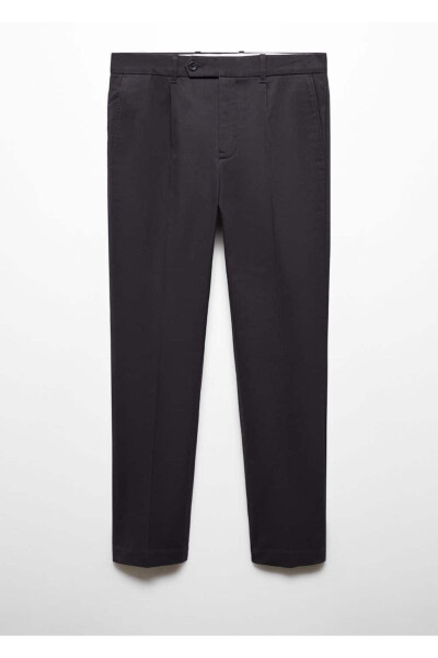 Tapered cotton pants with pleats - 3