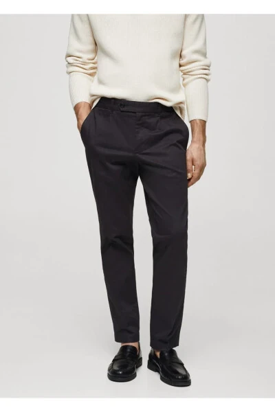 Tapered cotton pants with pleats - 1