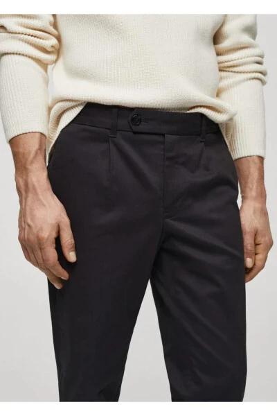 Tapered cotton pants with pleats - 5