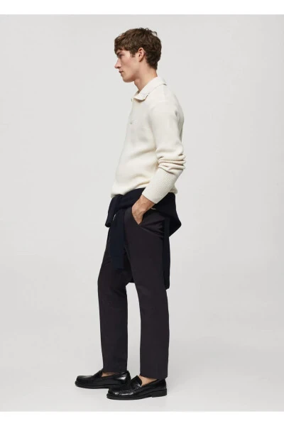 Tapered cotton pants with pleats - 7