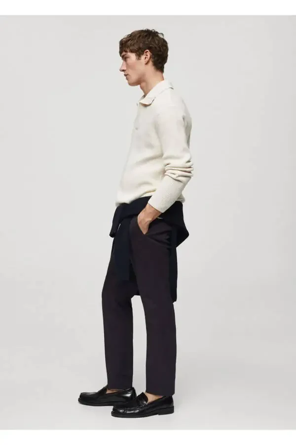 Tapered cotton pants with pleats - 7