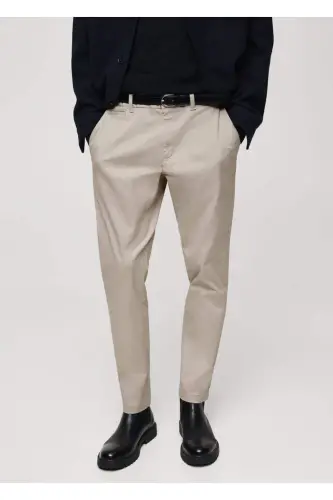 Tapered cut cotton cropped trousers - Gray 