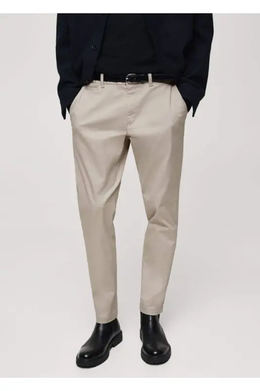 Tapered cut cotton cropped trousers - Gray - 1