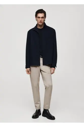 Tapered cut cotton cropped trousers - Gray - MANGO MAN (1)
