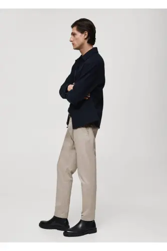 Tapered cut cotton cropped trousers - Gray - 8