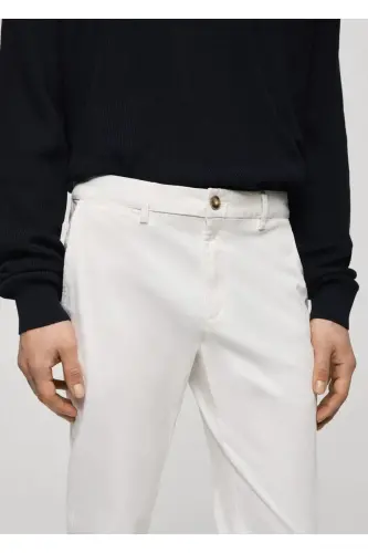 Tapered cut cotton cropped trousers-White - 7